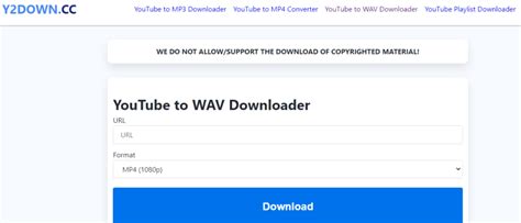 y2down|YouTube to WAV Downloader.
